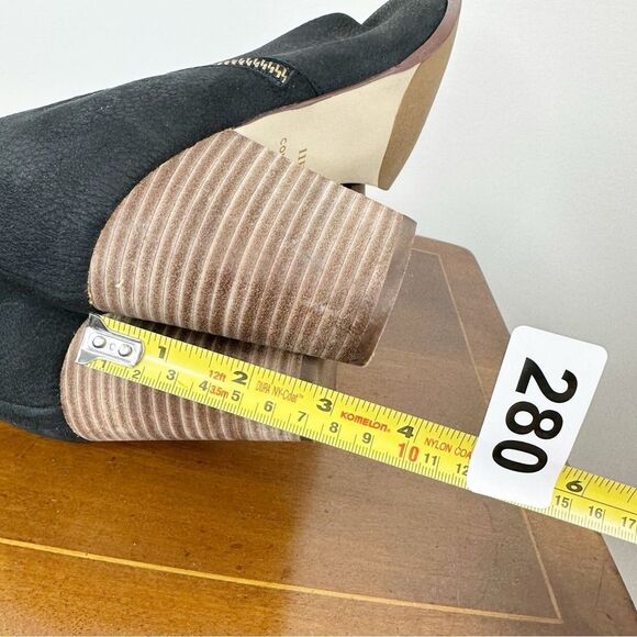 Cole Haan Davenport Tall Black Pebbled Nubuck‎ Leather Stacked Block Heel Boots - Picture 12 of 15